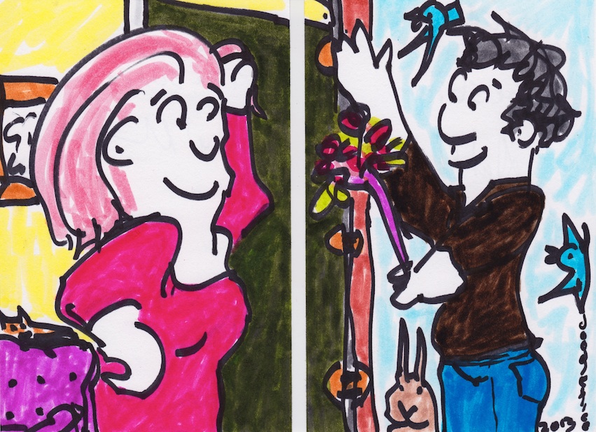 the suitor and the suitee - a doodle diptych no 1668 by doodleslice